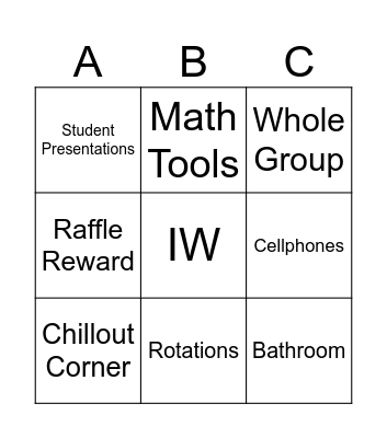 Pre-Algebra Procedures Bingo Card