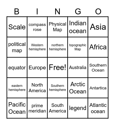 Geography Bingo Card