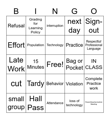 Syllabus Bingo Card