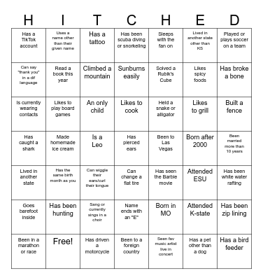 Hannah & Caleb's Couple Shower Bingo Card