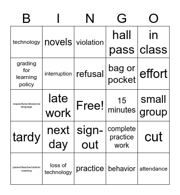 Syllabus Bingo Card