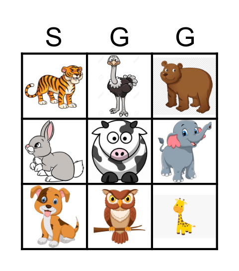 BINGO DOS ANIMAIS Bingo Card