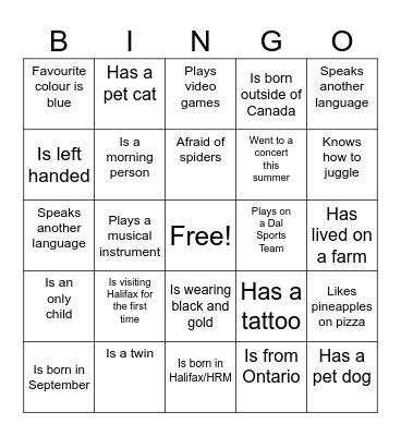 First Year Bingo - Find someone who: Bingo Card