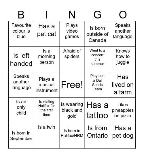 First Year Bingo - Find someone who: Bingo Card