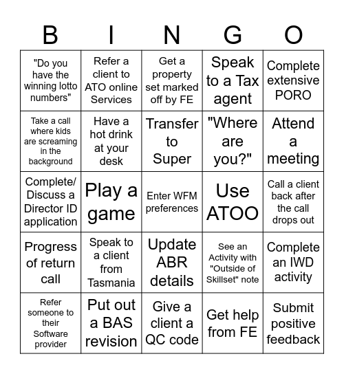 Tax-Time Bingo Card