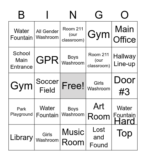 Around the School Bingo Card