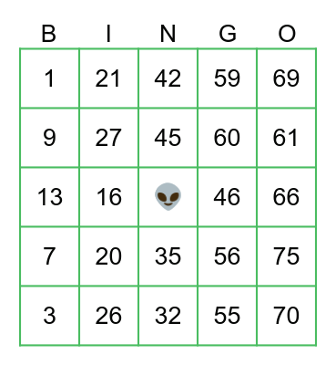 ALIENHOMIE Bingo Card