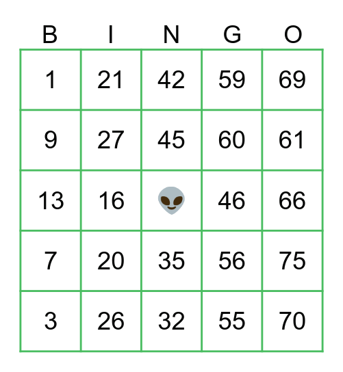 ALIENHOMIE Bingo Card