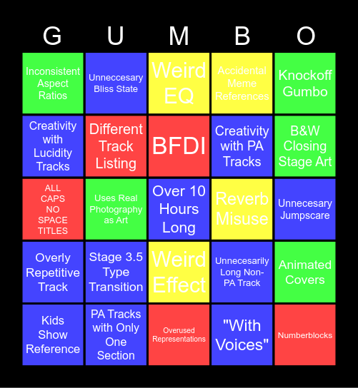 Fan Project Bingo Card