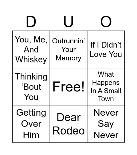 Country Duos Bingo Card