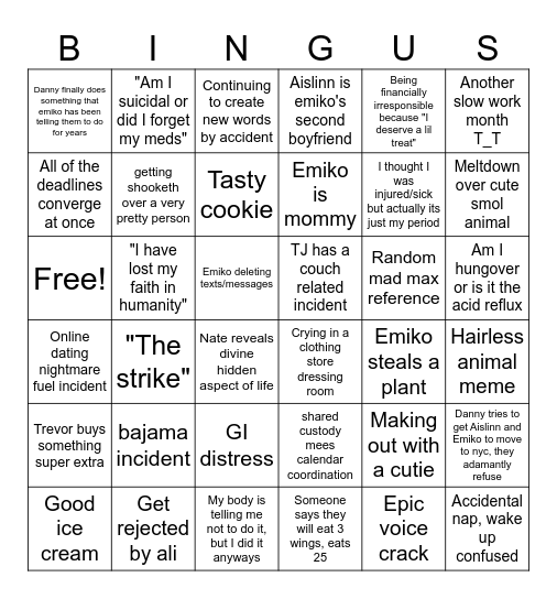 September bingus Bingo Card