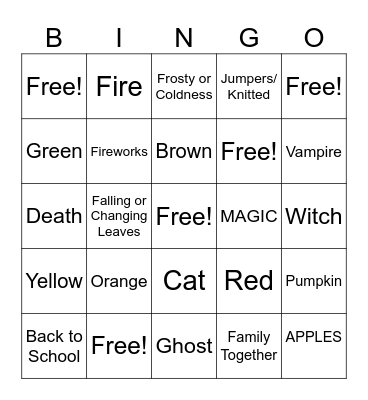 Autumn Book Bingo Card