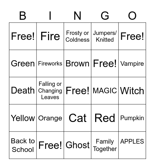 Autumn Book Bingo Card