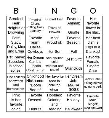 It's All About Betty!!!! Bingo Card