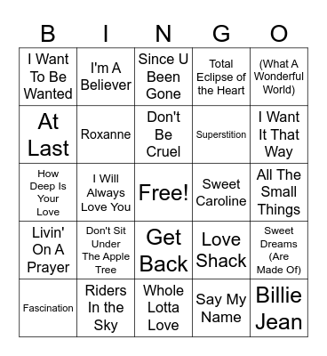 1940's-2000's Bingo Card