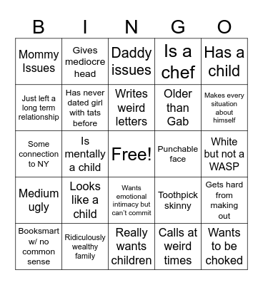 Gabby MacKay Man Bingo Card