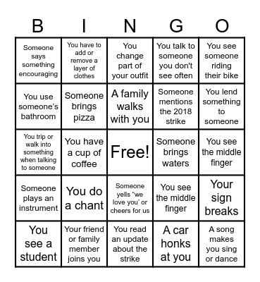 2023 Strike Bingo Card