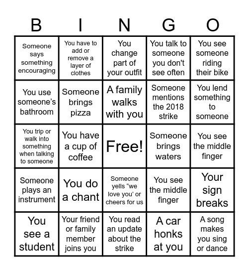 2023 Strike Bingo Card