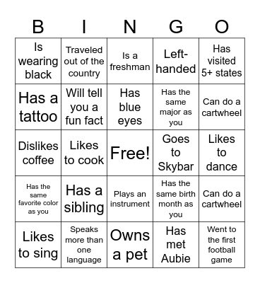Find someone who... Bingo Card