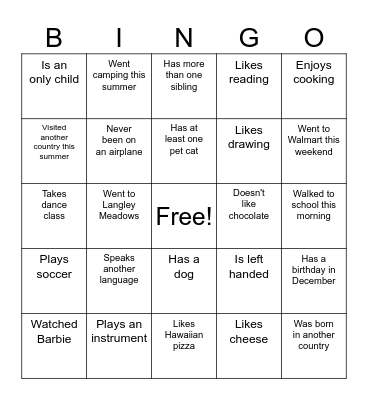 Human Bingo Card