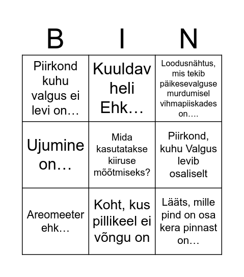 Untitled Bingo Card