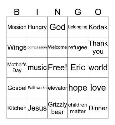 Sermon Bingo Card