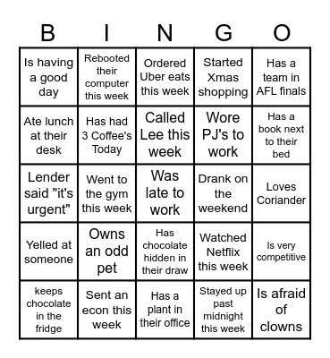 RLA Bingo Card