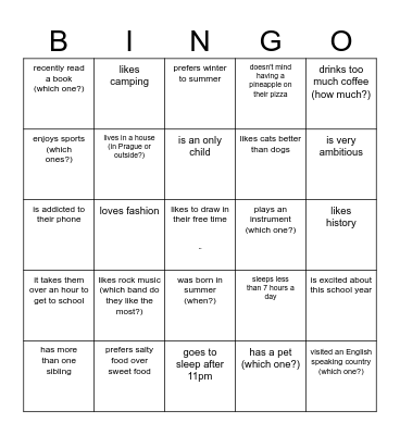 Human Bingo Card
