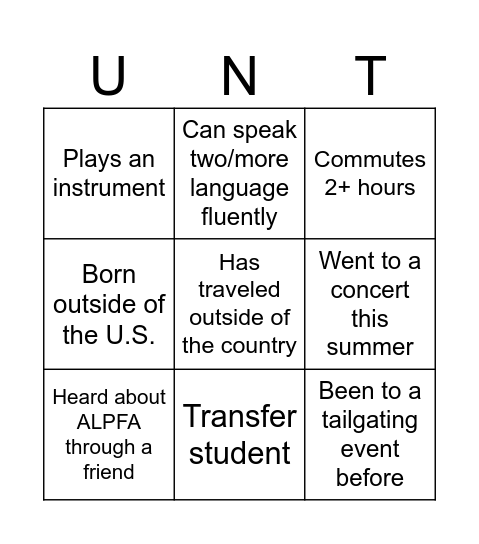 Untitled Bingo Card