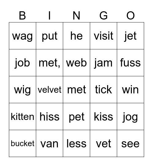 ME 3 Junior Week 17 Bingo Card