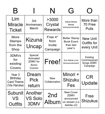 pog Bingo Card