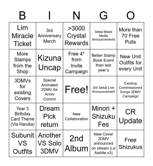 pog Bingo Card