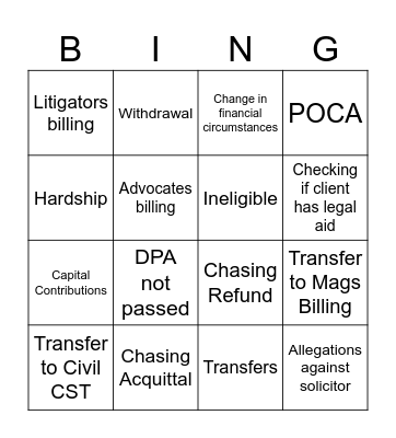 Legal AId CST Bingo! Bingo Card