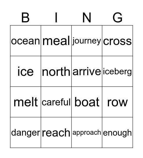 Row Your Boat Bingo Card