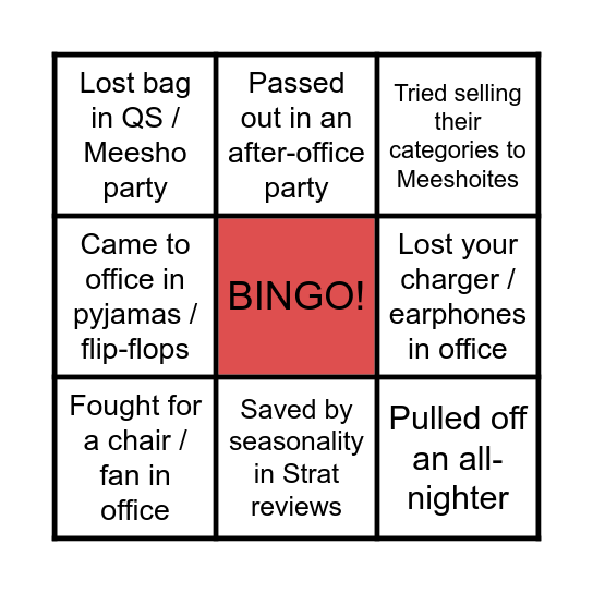 Meesho Bingo 3 Bingo Card