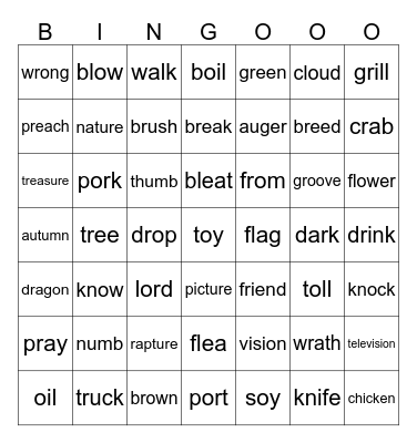 Book 5 Phonics Bingo Card