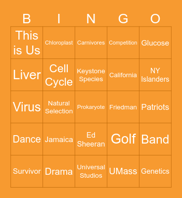 Blennau Biology 2023 Bingo Card