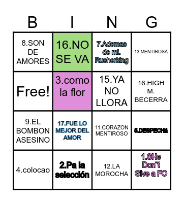 bingo musical Bingo Card