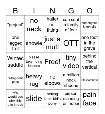 Australian horse ads Bingo Card