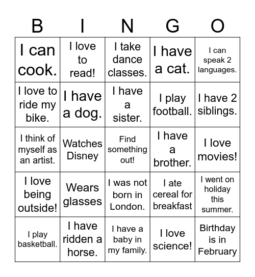 Meet Me Bingo Card