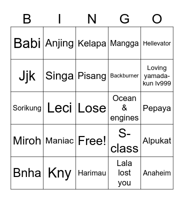 punya joodyoen Bingo Card