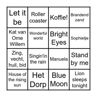 Muziek Bingo Card