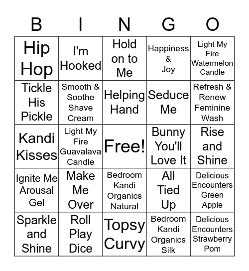 Bedroom Kandi by P'Chez Bingo Card