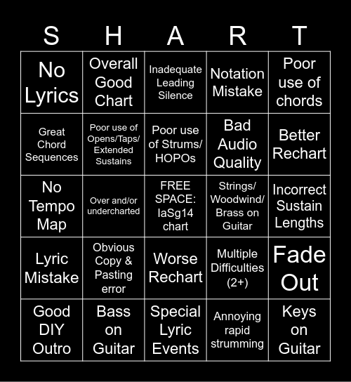 Chart Bingo Card