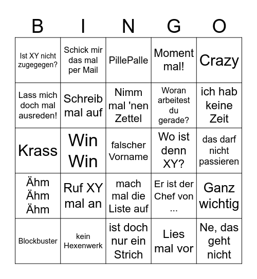 Holger Bingo Card