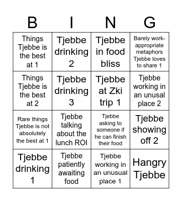 Tjebbe Bingo Card