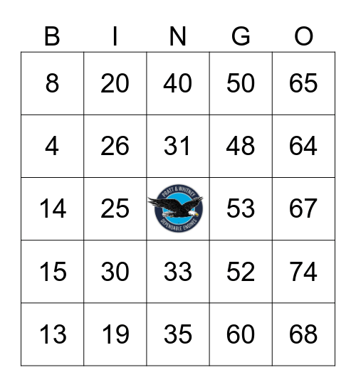 Pratt Whitney Family Day Bingo Card