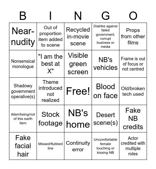 Neil Breen-go Bingo Card