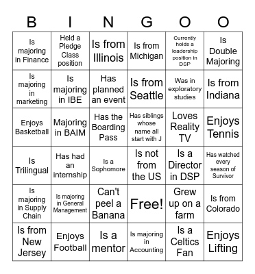 Find someone who Bingo Card