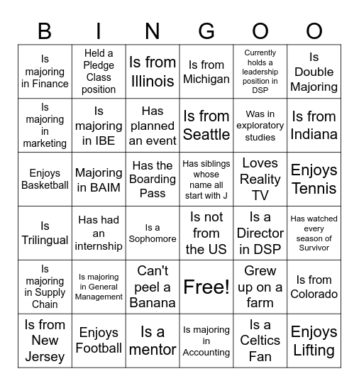 Find someone who Bingo Card